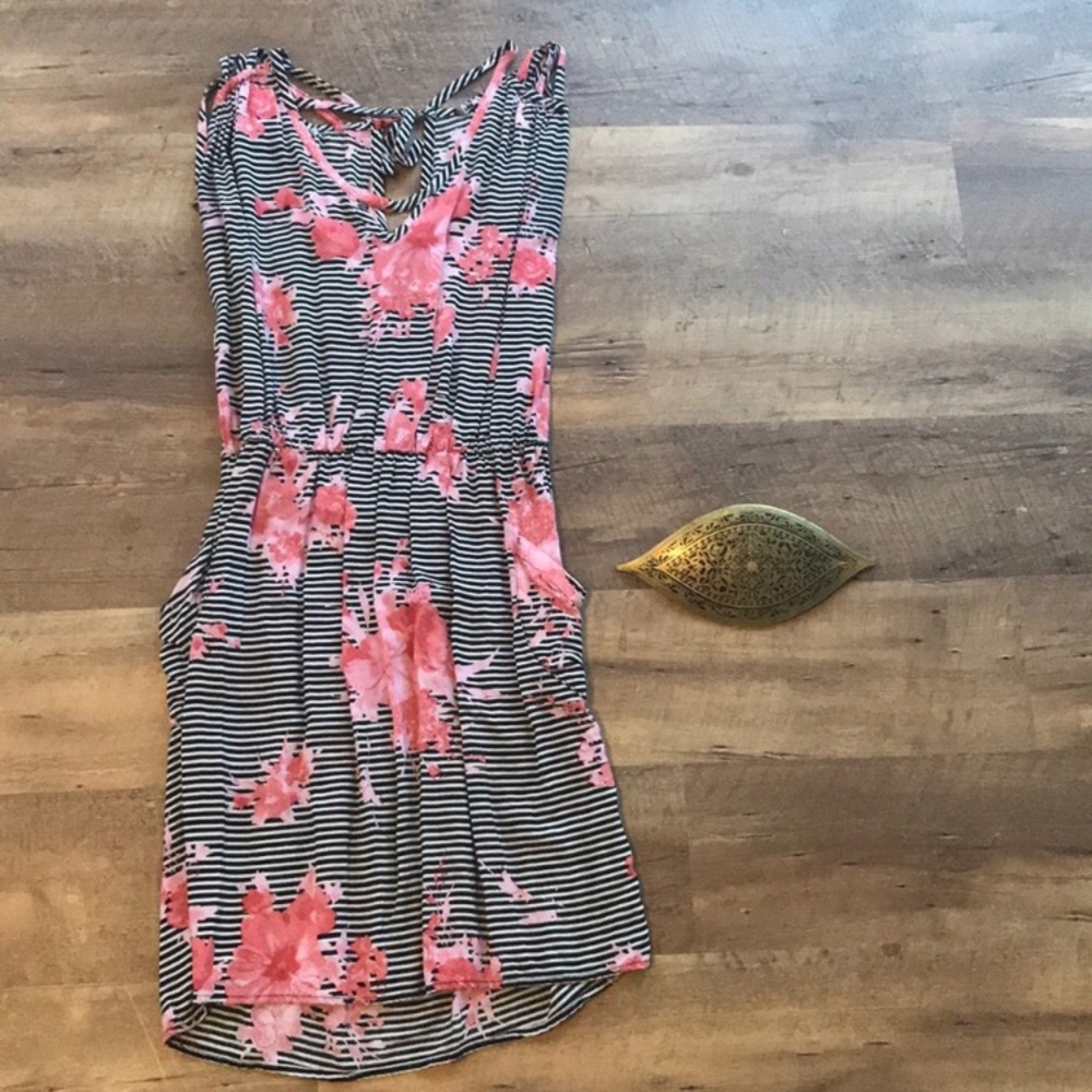 Rare Lucy Love Pink Black White Striped Dress
